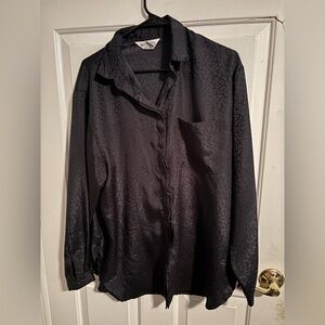 Vintage Messages Black Button Down Shirt
